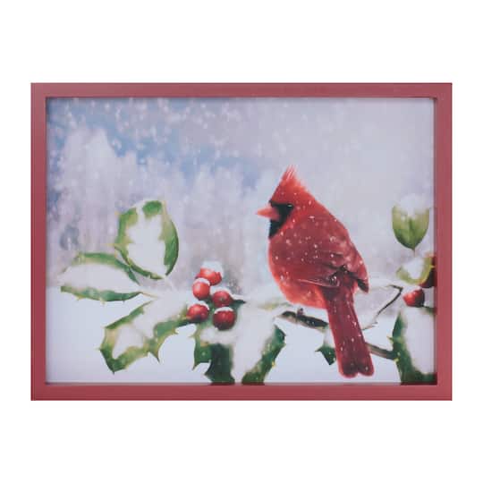 Melrose 12" x 16" Framed Cardinal & Holly Winter Wall Art | Michaels®
